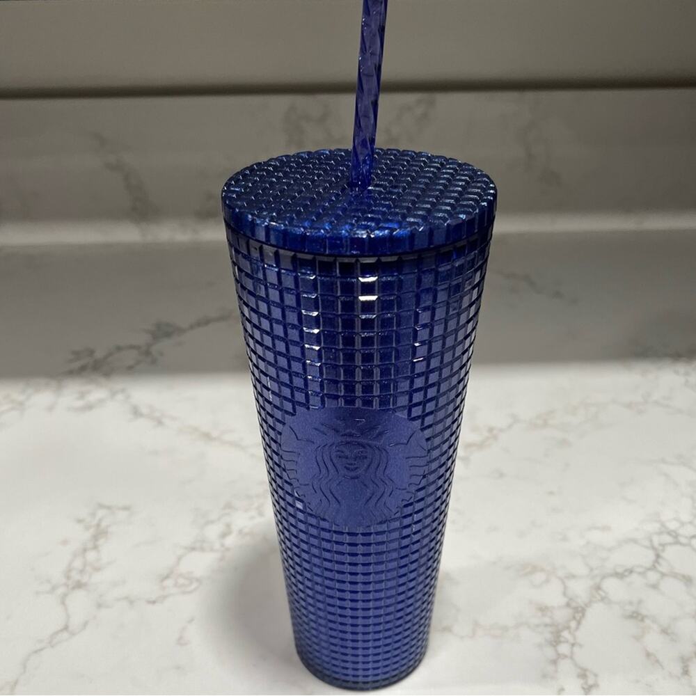 New Starbucks Purple Glitter Grid Tumbler 24 oz